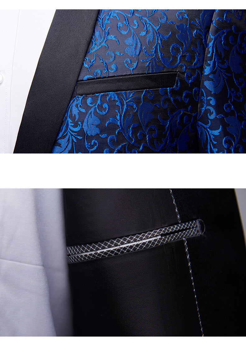 Blue Floral Tuxedo Jacket tuxedo    - Sophisticated Gentlemen