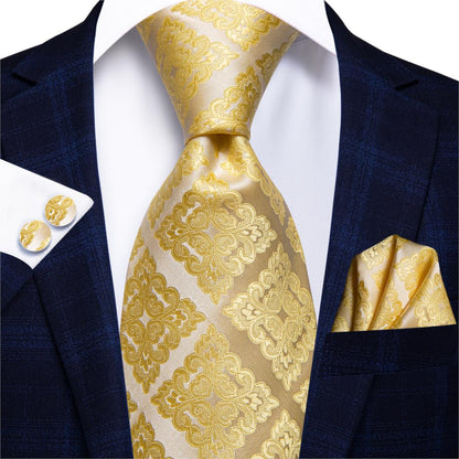 Royalty Gold Tie, Pocket Square and Cufflinks tie sets    - Sophisticated Gentlemen