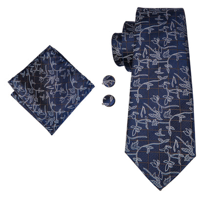 Florals and Checks Tie, Pocket Square and Cufflinks tie sets    - Sophisticated Gentlemen