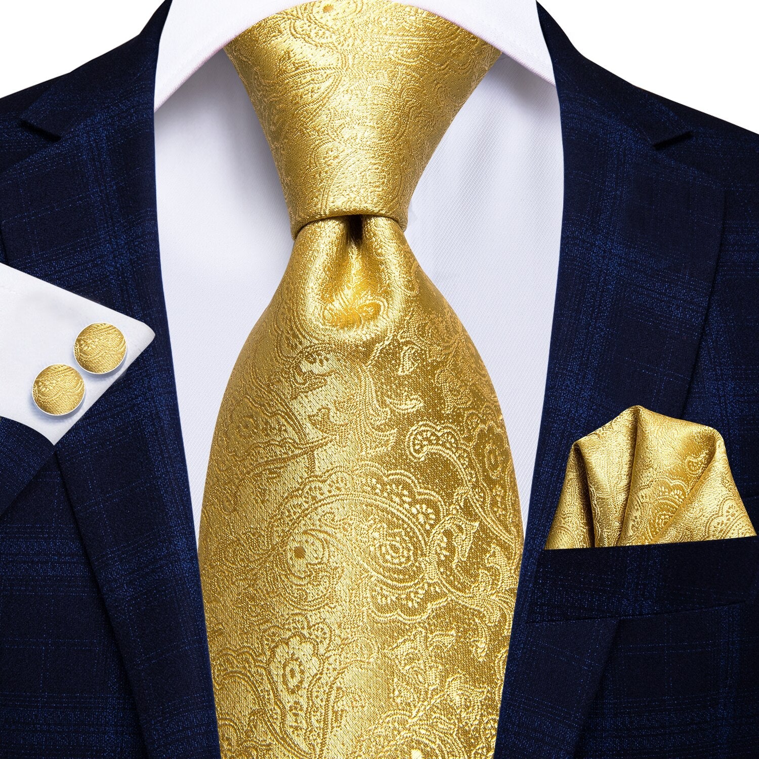 History Of Gold Tie, Pocket Square and Cufflinks tie sets Standard packaging   - Sophisticated Gentlemen