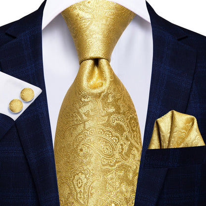 History Of Gold Tie, Pocket Square and Cufflinks tie sets Standard packaging   - Sophisticated Gentlemen