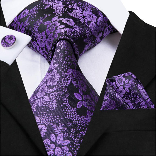 Purple Night Tie, Pocket Square and Cufflinks - SOPHGENT