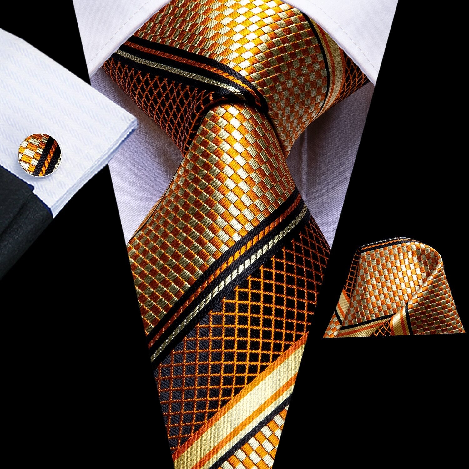 Golden Python Tie, Pocket Square and Cufflinks tie sets Default Title   - Sophisticated Gentlemen