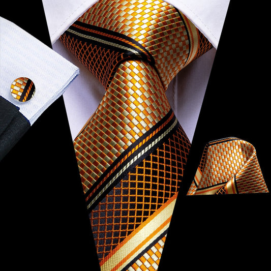 Golden Python Tie, Pocket Square and Cufflinks tie sets Default Title   - Sophisticated Gentlemen