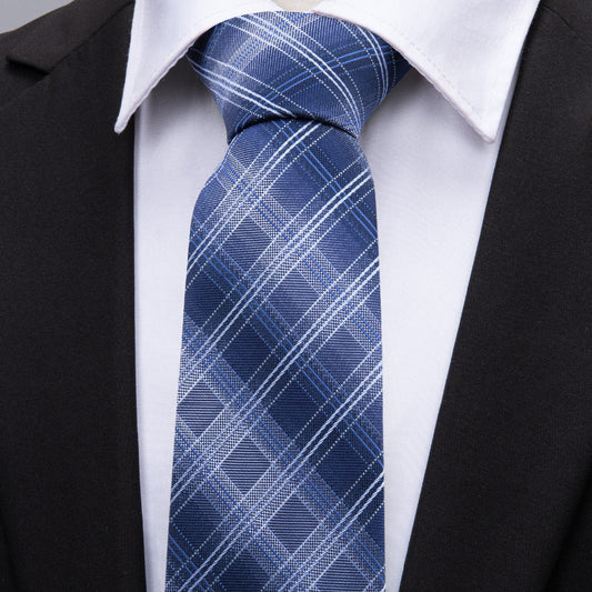 Business Blue Plaid Tie Set tie sets    - Sophisticated Gentlemen