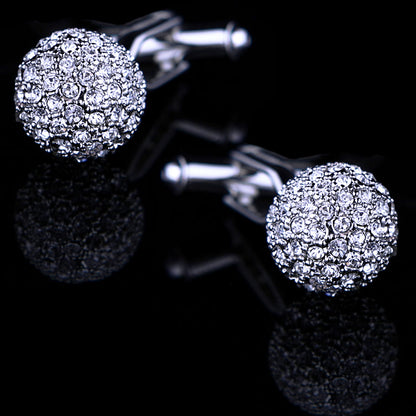 Silver Crystal Ball Cufflinks Cufflink    - Sophisticated Gentlemen