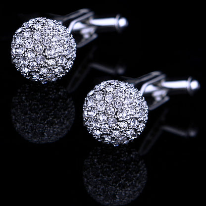 Silver Crystal Ball Cufflinks Cufflink    - Sophisticated Gentlemen
