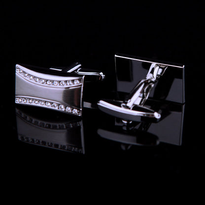 Rectangular Crystal Silver Cufflinks - SOPHGENT