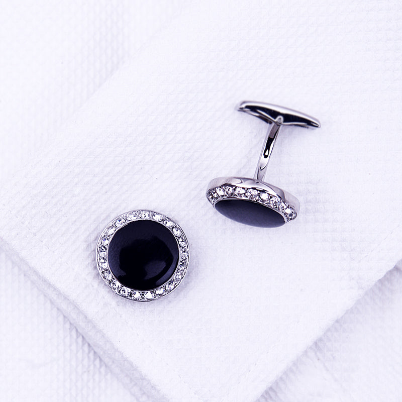 Crystal Black Cufflinks Cufflink    - Sophisticated Gentlemen