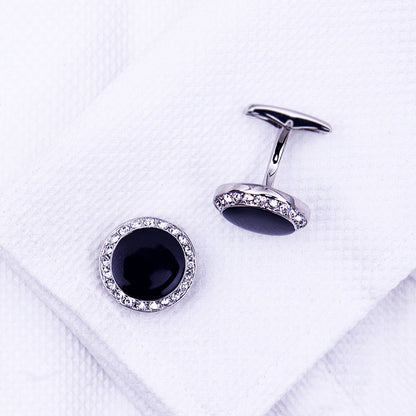 Crystal Black Cufflinks Cufflink    - Sophisticated Gentlemen
