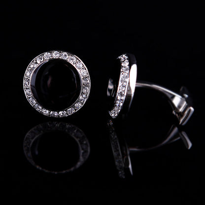 Crystal Black Cufflinks Cufflink    - Sophisticated Gentlemen