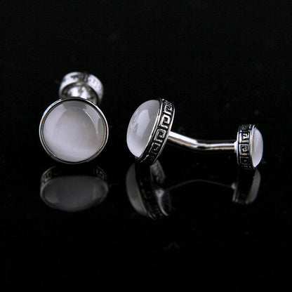 Round Mother Of Pearl Cufflinks Cufflink    - Sophisticated Gentlemen