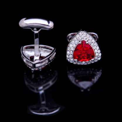 Silver Plated Red Crystal Cufflinks Cufflink    - Sophisticated Gentlemen