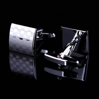 Classic Silver Checkered Cufflinks - SOPHGENT
