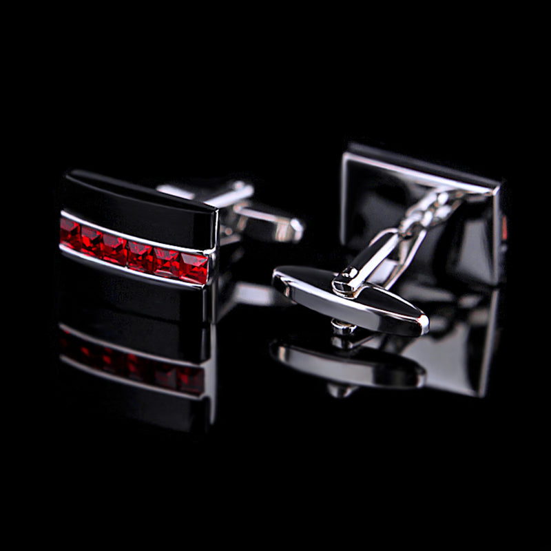Red and Black Crystal Cufflinks - SOPHGENT