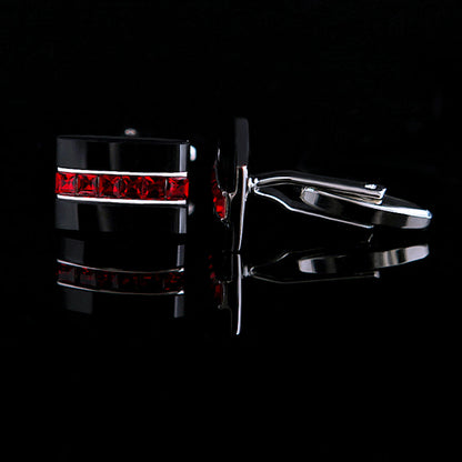Red and Black Crystal Cufflinks Cufflink    - Sophisticated Gentlemen