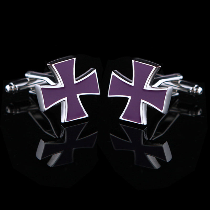Gent's Purple Iron Cross Cufflinks - SOPHGENT