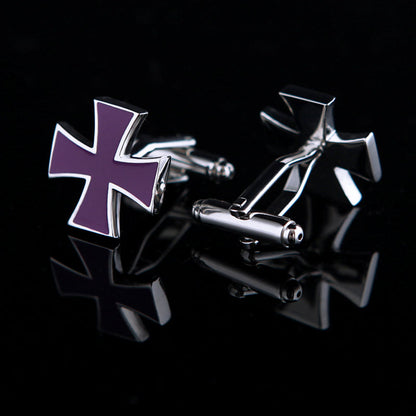 Gent's Purple Iron Cross Cufflinks Cufflink    - Sophisticated Gentlemen