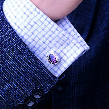 Crystal Purple Stone Cufflinks Cufflink    - Sophisticated Gentlemen