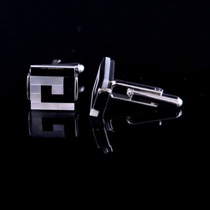 Black Shell Cufflinks Cufflink    - Sophisticated Gentlemen