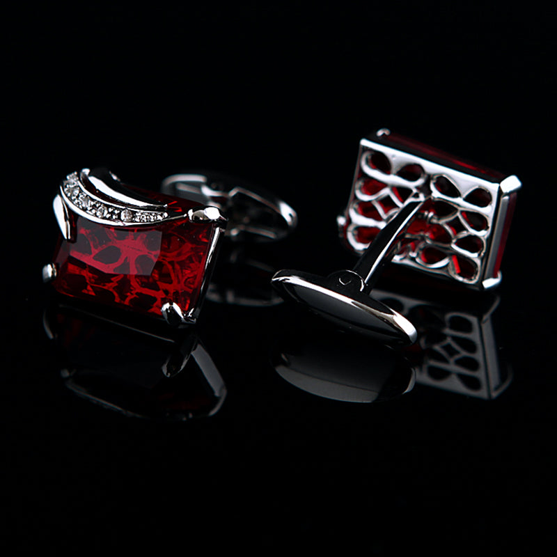 Crystal Red Gemstone Cufflinks - SOPHGENT