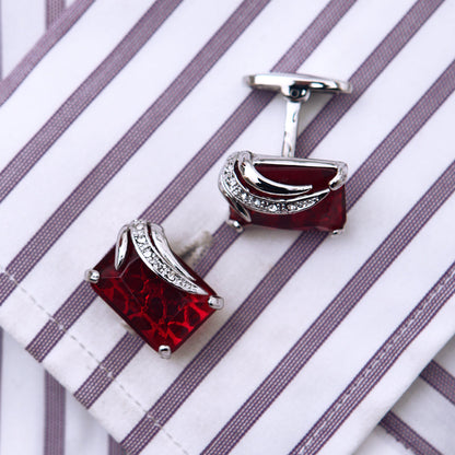 Crystal Red Gemstone Cufflinks Cufflink    - Sophisticated Gentlemen