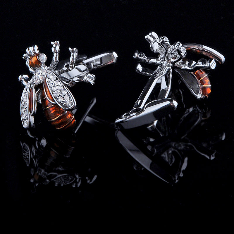 Crystal Enamel Bee Cufflinks - SOPHGENT