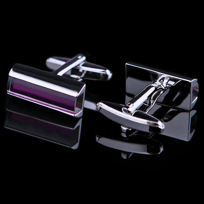 Rectangular Purple Crystal Cufflinks - SOPHGENT