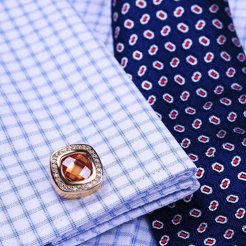 Crystal Zircon 18K Gold Cufflinks Cufflink    - Sophisticated Gentlemen