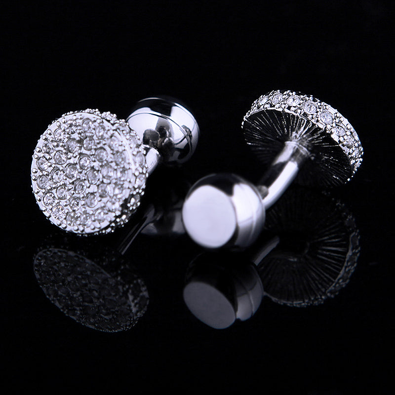 Round Silver Crystal Cufflinks - SOPHGENT