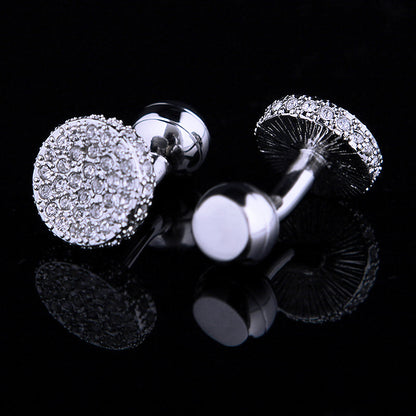 Round Silver Crystal Cufflinks - SOPHGENT