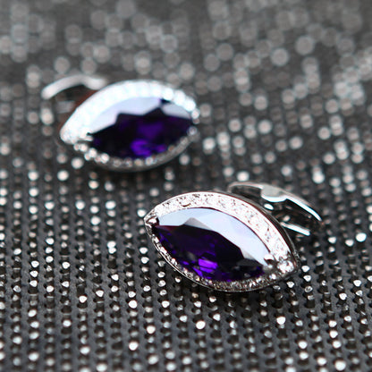 Crystal Purple Diamond Cufflinks Cufflink    - Sophisticated Gentlemen
