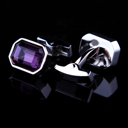 Large Purple Crystal Cufflinks - SOPHGENT