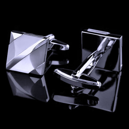 Silver Plated White Stone Cufflinks Cufflink    - Sophisticated Gentlemen