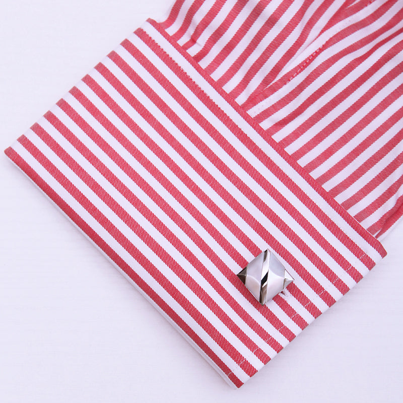 Silver Plated White Stone Cufflinks Cufflink    - Sophisticated Gentlemen