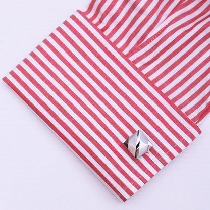 Silver Plated White Stone Cufflinks Cufflink    - Sophisticated Gentlemen
