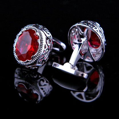 Vintage Crystal Red Ruby Cufflinks - SOPHGENT