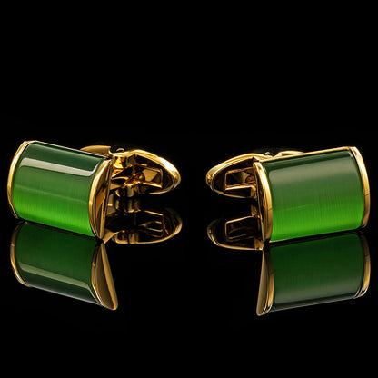 18k Yellow Gold Emerald Green Cufflinks - SOPHGENT