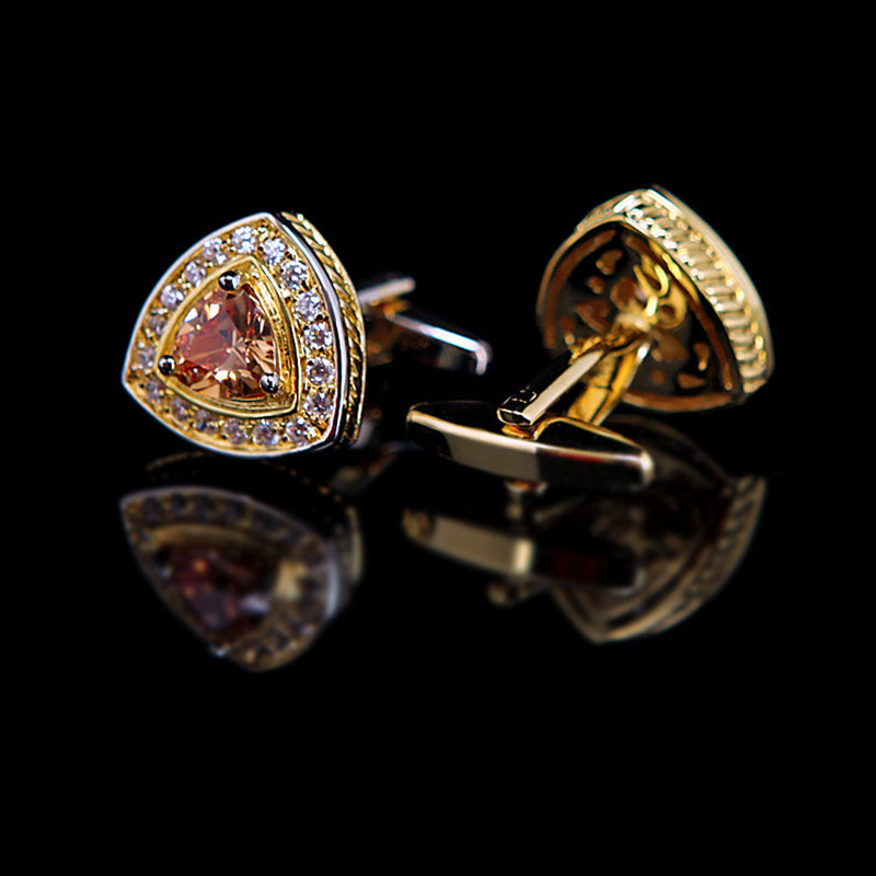 Elegant Gold Crystal Cufflinks - SOPHGENT