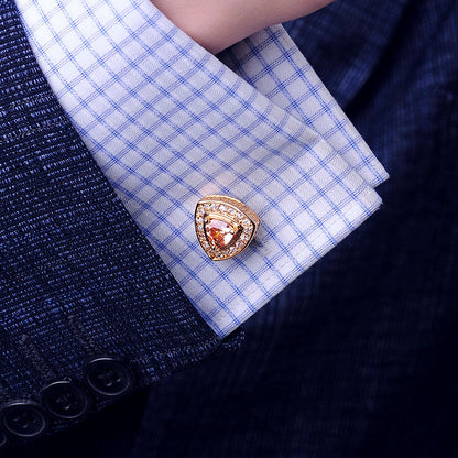 Elegant Gold Crystal Cufflinks Cufflink    - Sophisticated Gentlemen