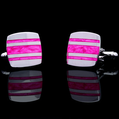 Silver Plated Enamel Hot Pink Cufflinks - SOPHGENT