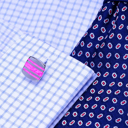 Silver Plated Enamel Hot Pink Cufflinks Cufflink    - Sophisticated Gentlemen