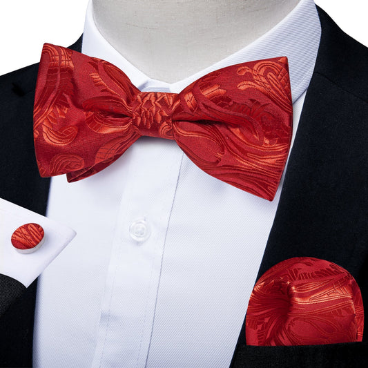 Fire Red Paisley Bow Tie bow ties    - Sophisticated Gentlemen