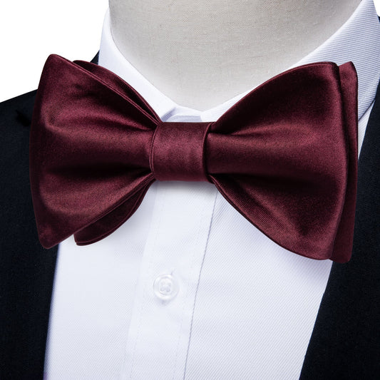 Solid Burgundy Silk Bow Tie bow tie    - Sophisticated Gentlemen