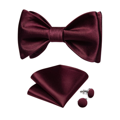 Solid Burgundy Silk Bow Tie bow tie    - Sophisticated Gentlemen