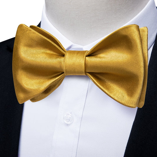 Solid Gold Silk Bow Tie bow tie    - Sophisticated Gentlemen