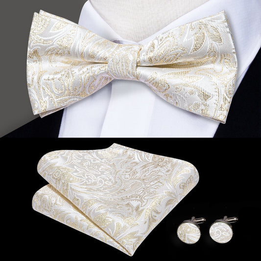 Beige Floral Bow Tie bow ties    - Sophisticated Gentlemen