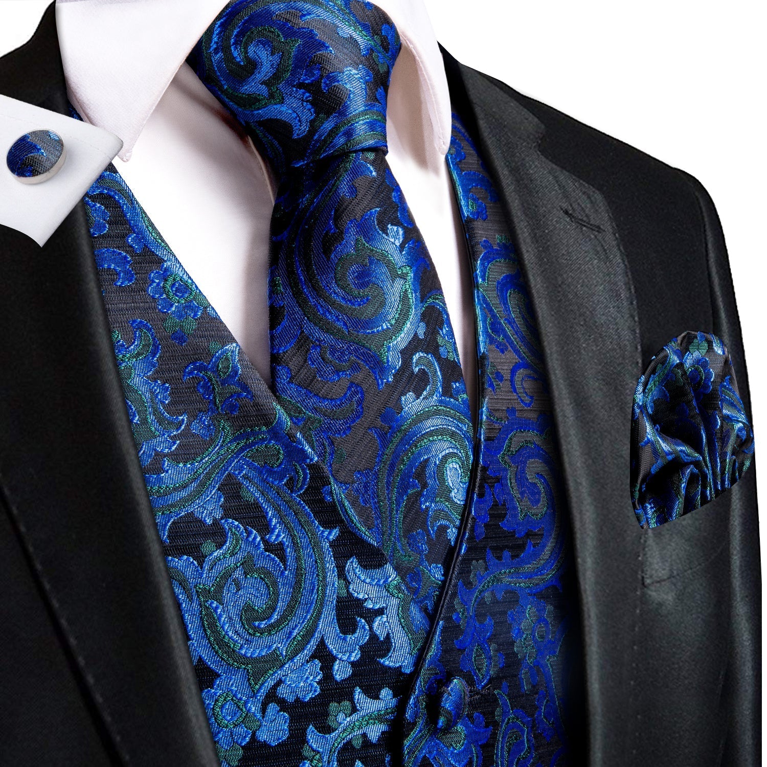 Royal Blue Shining Vest Set - SOPHGENT