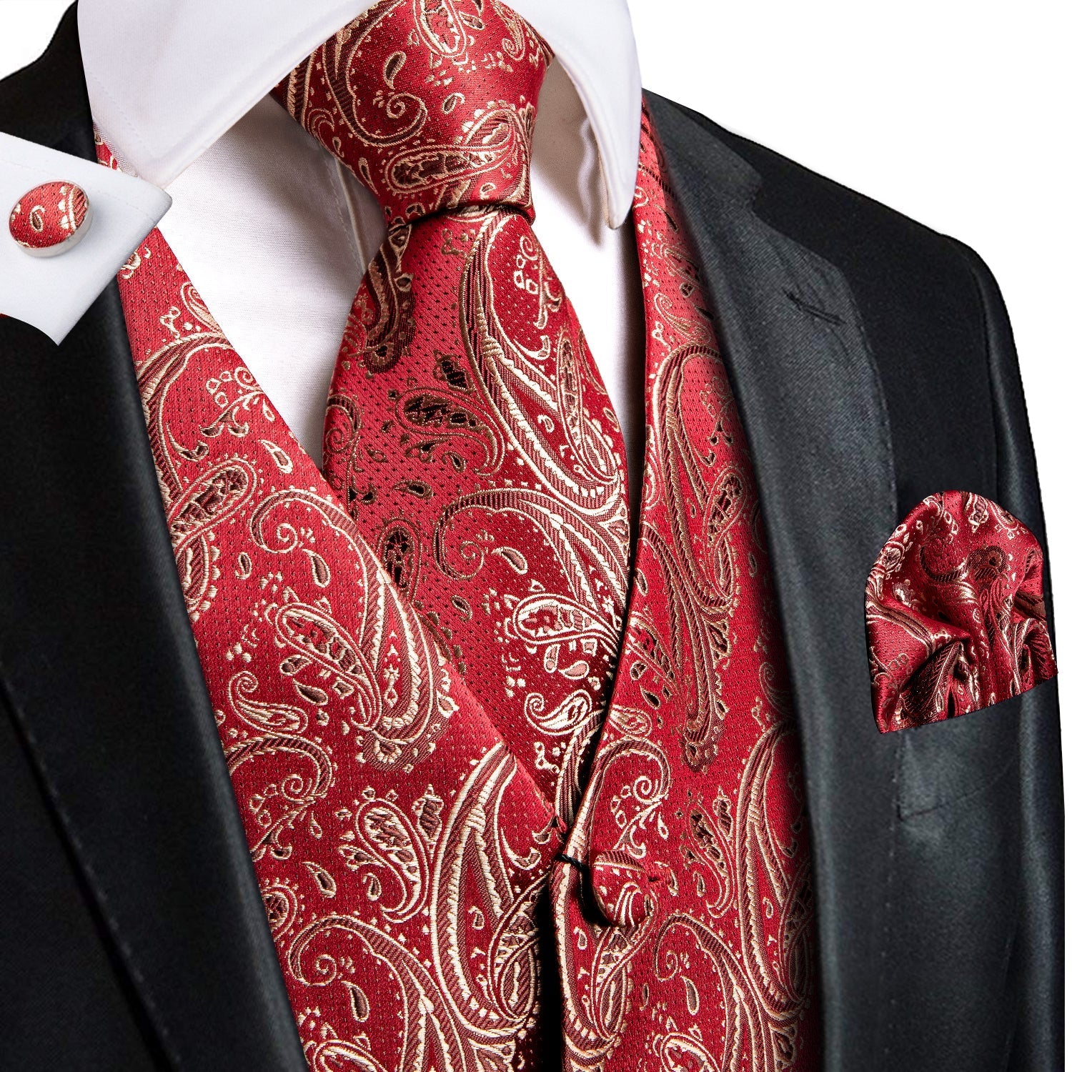 Red Ornamental Vest Set - SOPHGENT