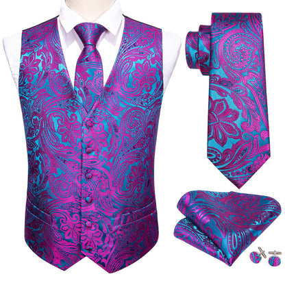Purple and Aqua Vest Set vest set    - Sophisticated Gentlemen